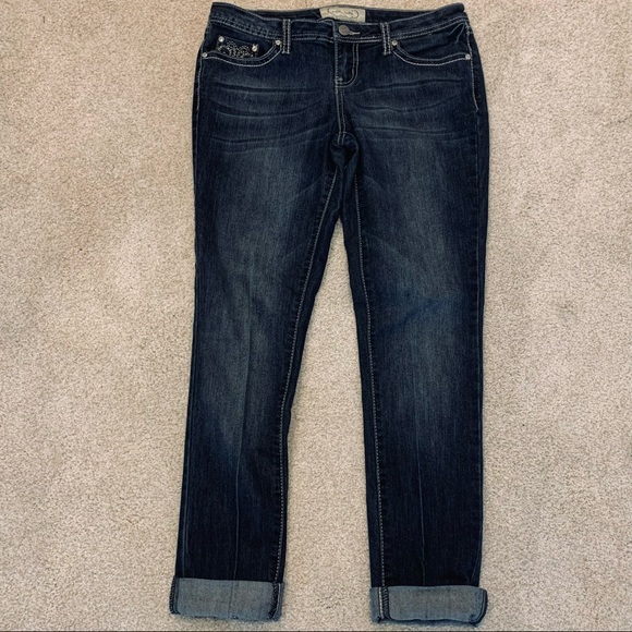 Project‎ Indigo Dark Wash Straight Cuffed Cropped Jeans 9 - Picture 3 of 16